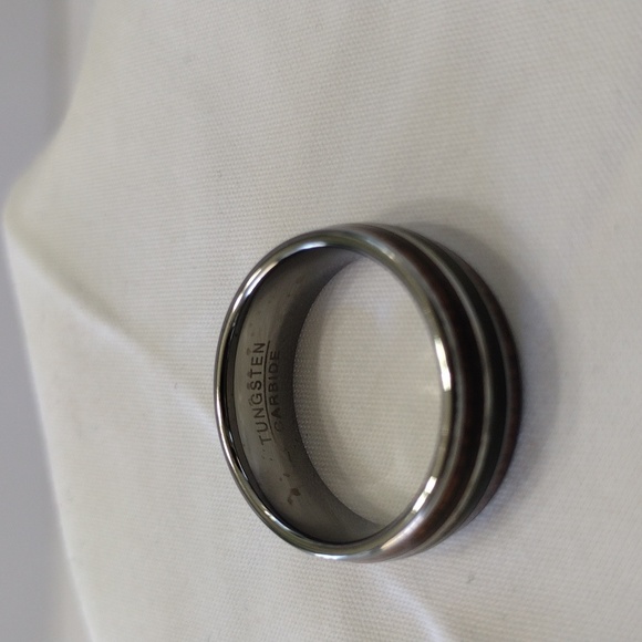 Tungsten Carbide Hawaiian Koa Wood and Abalone Shell Wedding Band Ring Size 9.5 - Picture 3 of 11